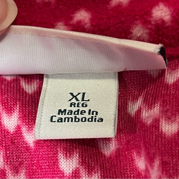 L.L. Bean Pink Birdseye Print Fleece Jacket Size XL Sweater 1/4 Zip Pullover Top - Picture 6 of 10